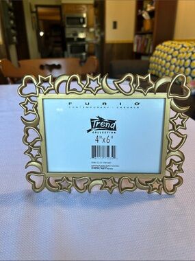 Gold and Pink Heart & Star 4x6 Picture Frame